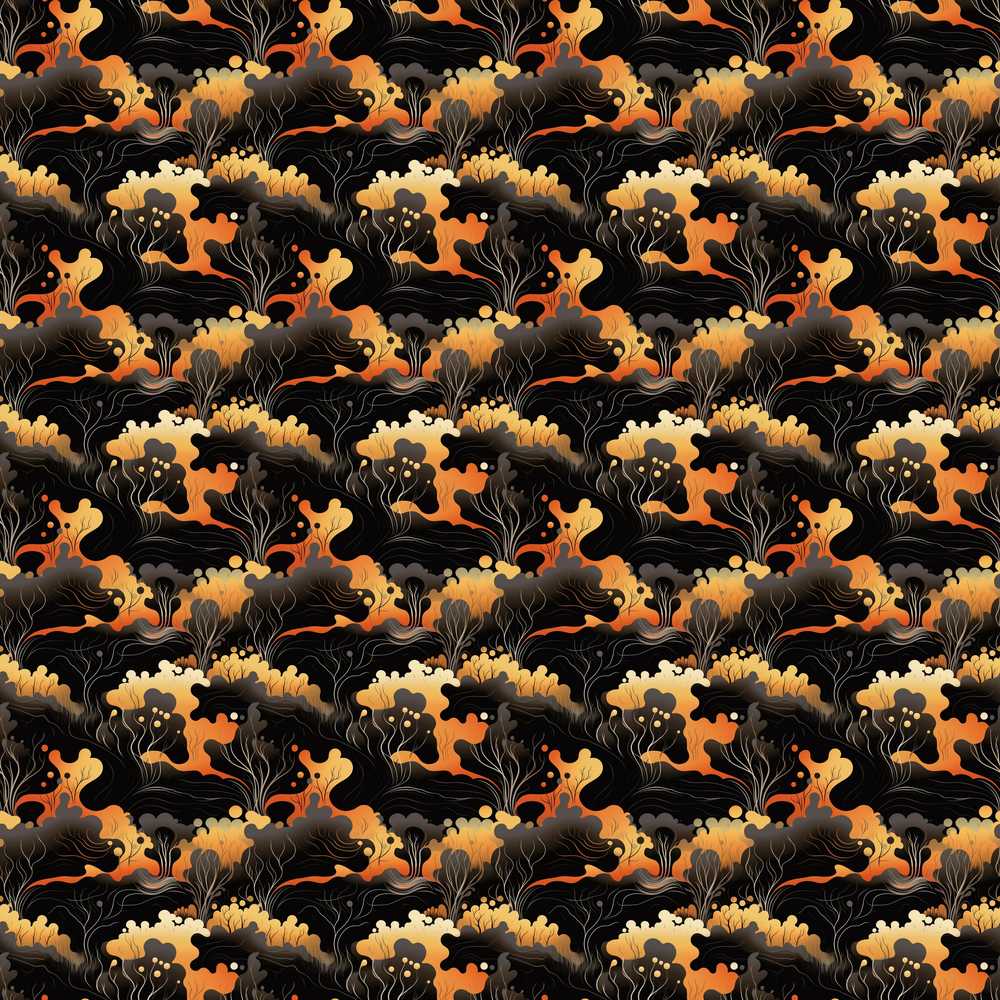 Dark Abstract Nature Shapes with Golden Organic Forms