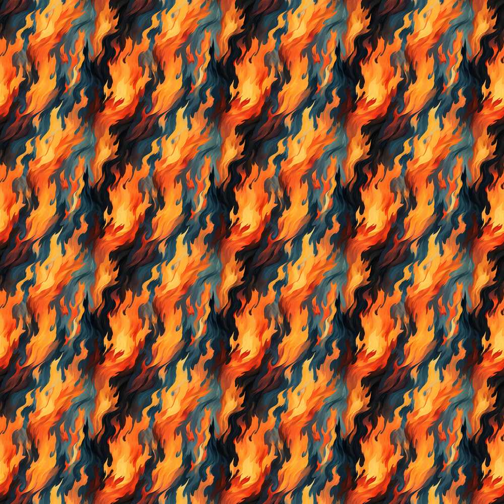 Abstract Flowing Flames in Orange and Blue Tones