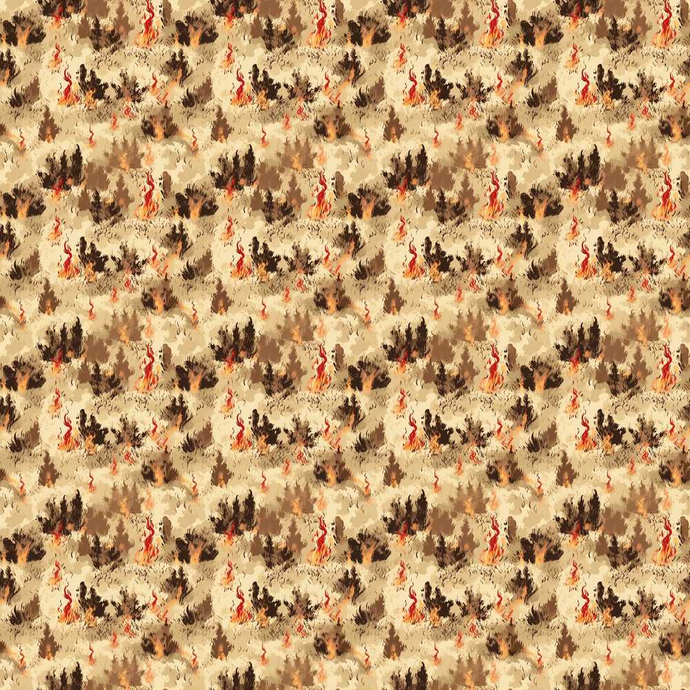 Burnt Earth Texture with Scattered Flames and Ashes