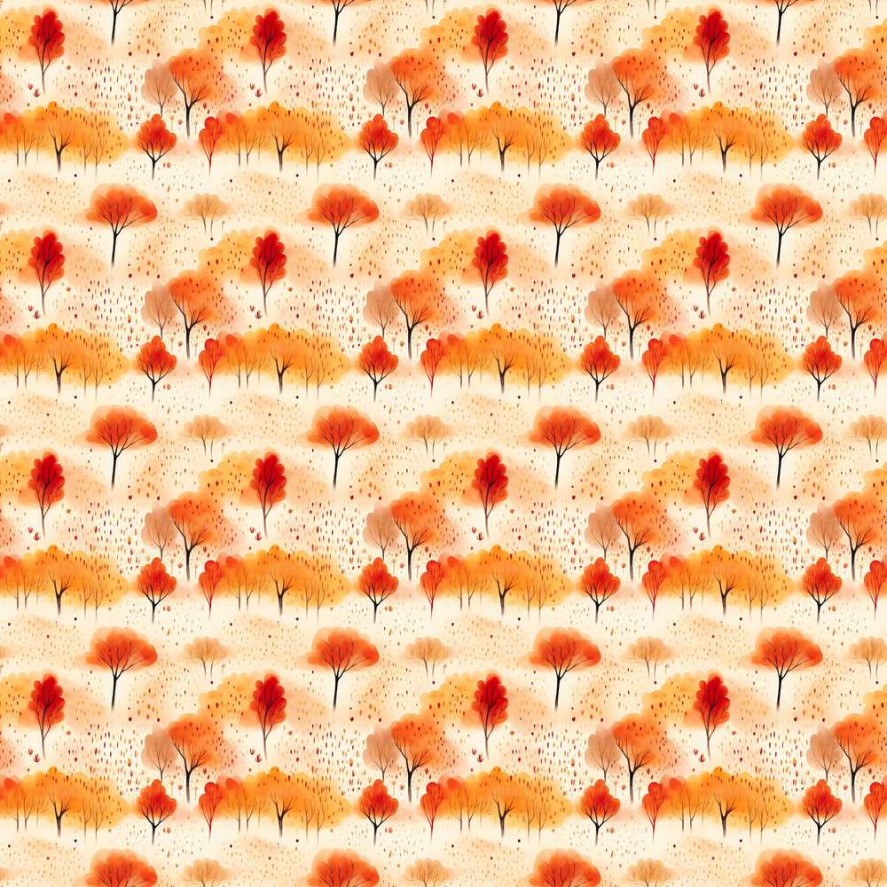 Soft Autumn Trees in Misty Landscape Decorative Repeat