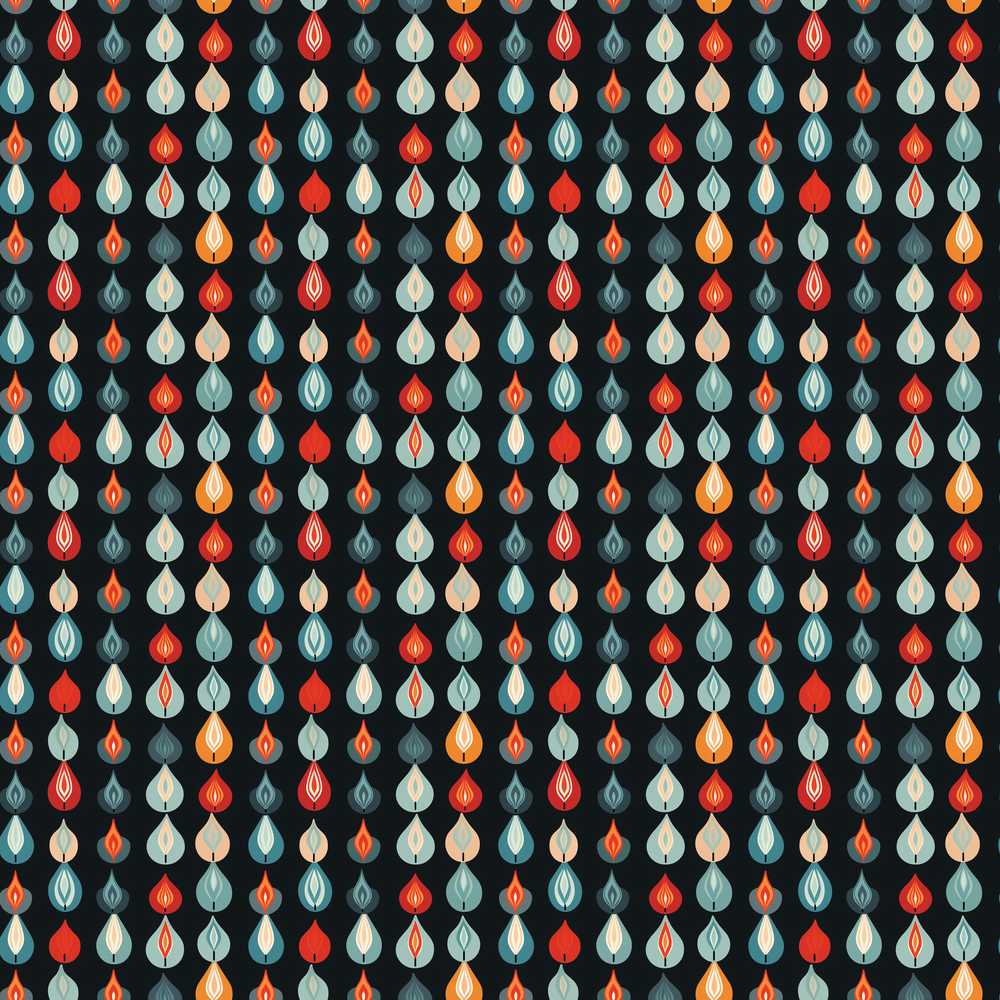 Colorful Leaf Drops Geometric Dark Background Wildflower Pattern Botanical