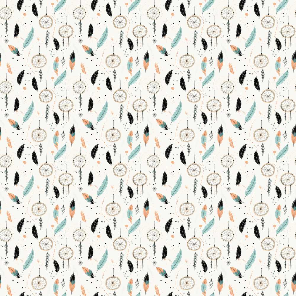 Boho Dreamcatcher Feathers Pastel s Decorative Repeat Pattern