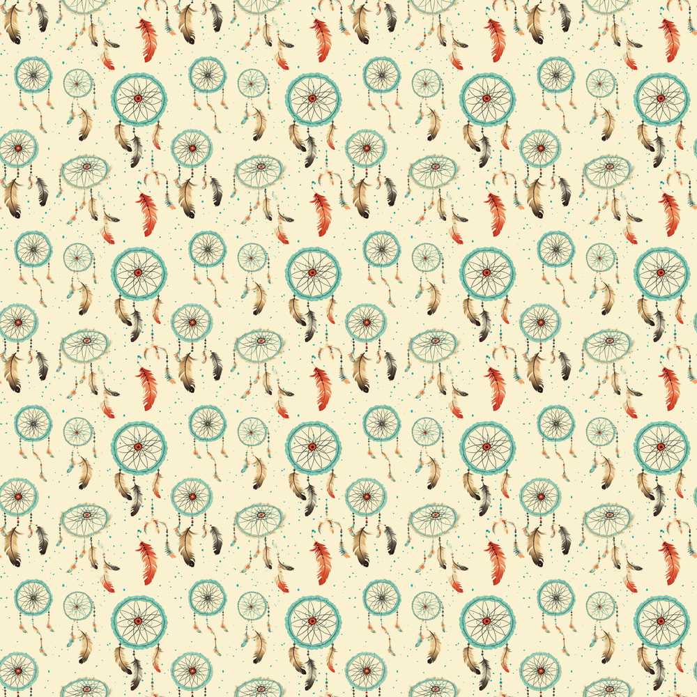 Turquoise Dreamcatcher Feathers Tribal s Decorative Repeat Pattern