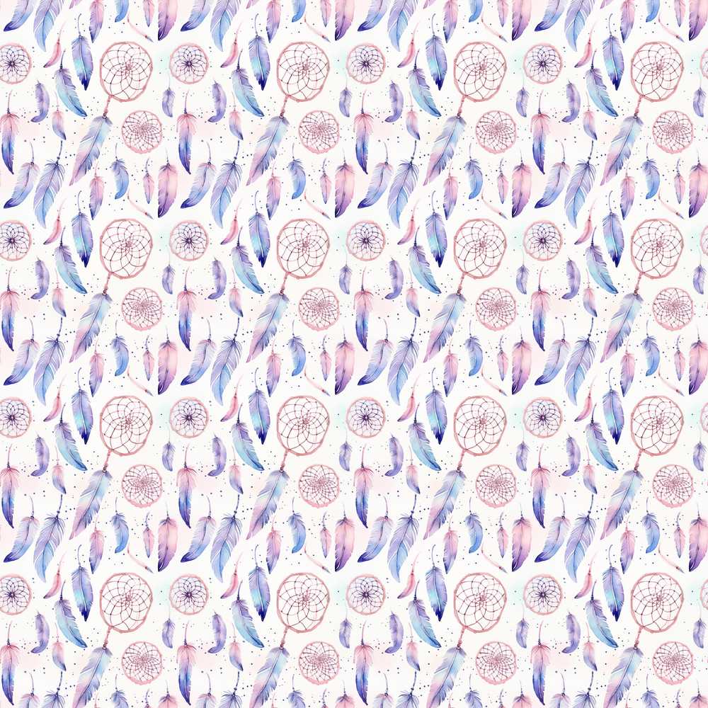 Pastel Pink Purple Dreamcatcher Feathers Decorative Repeat Pattern