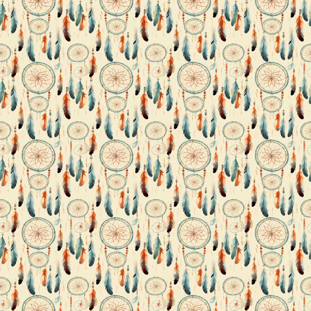 Dreamcatcher Feathers Boho Tribal Pattern Soft Neutral Background