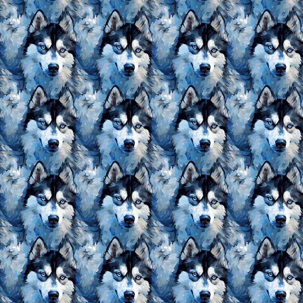 Dark Blue Graphic Husky Pattern Modern Geometric Repeat
