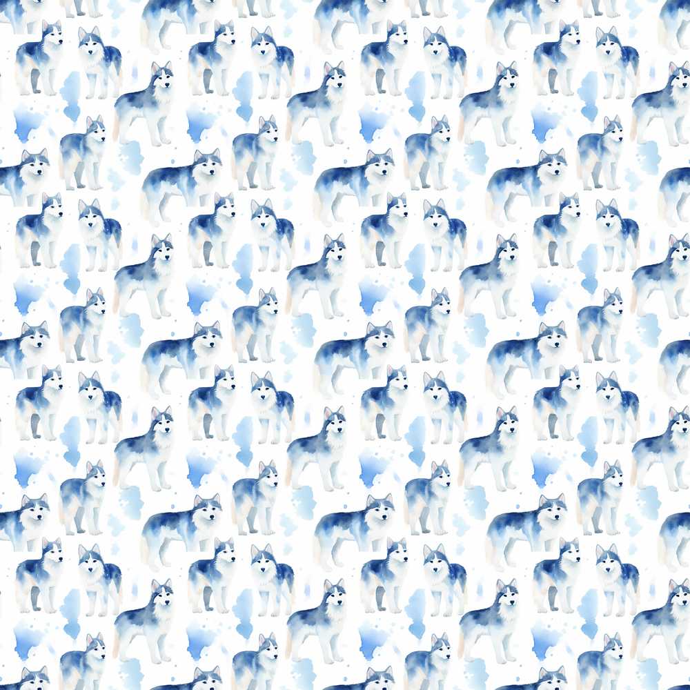 Watercolor Full Body Husky Dogs Soft Artistic Background