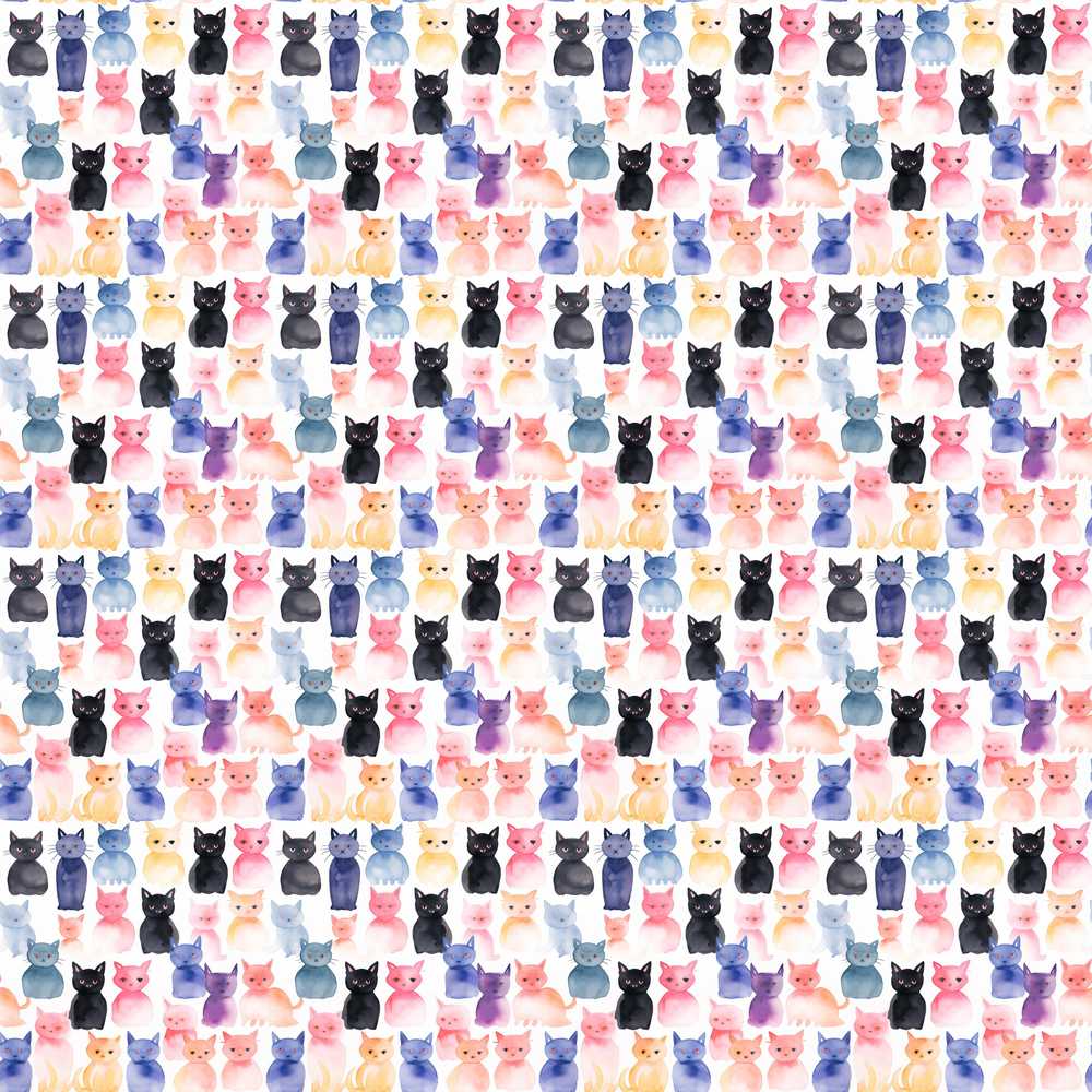 Colorful Watercolor Cats Cute Multicolor Kitten Background Decorative