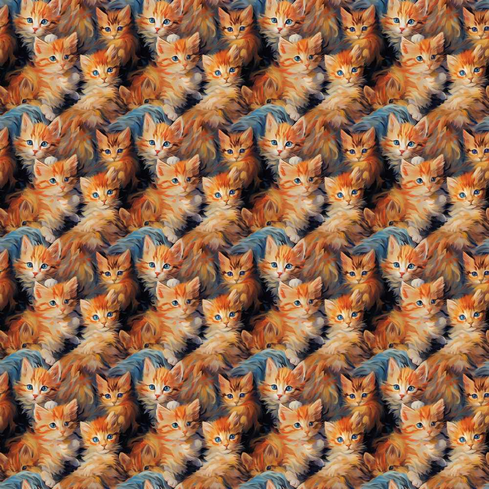 Painterly Orange Kitten Cluster Rich Texture Background Art