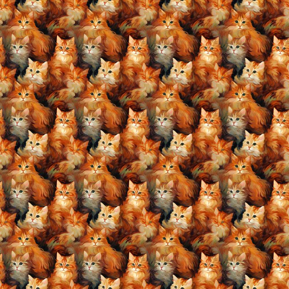 Fluffy Ginger Cats Painterly Rich Warm Texture Background