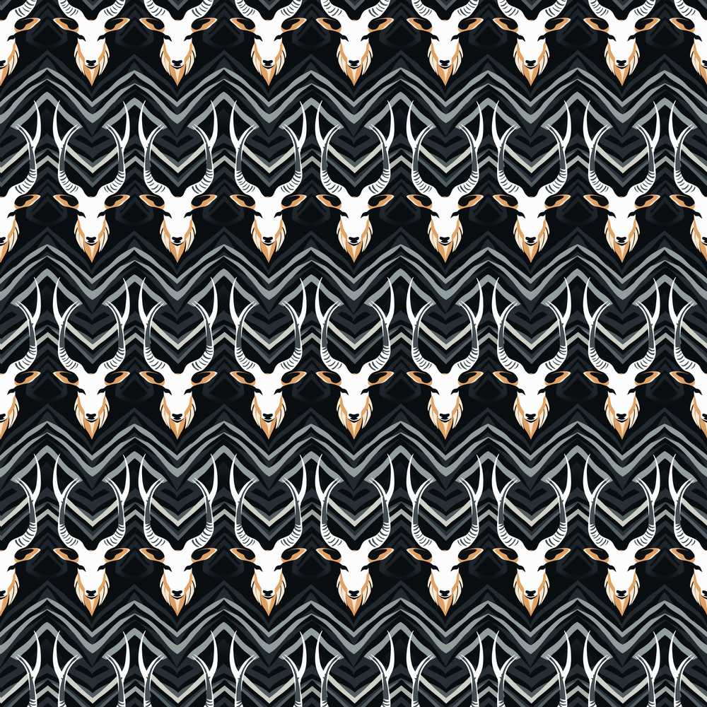 Elegant Antelope Skull Chevron Pattern Dark Background Spooky