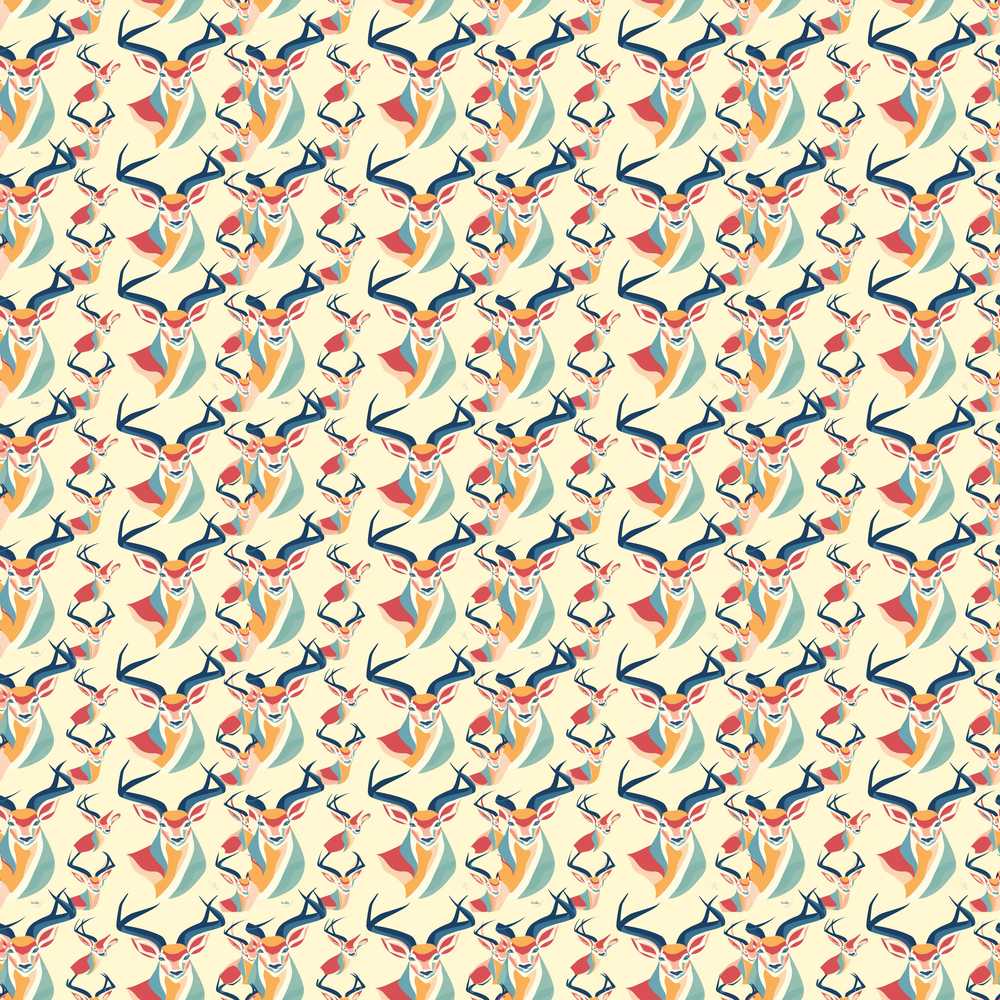 Colorful Abstract Antelope Heads Modern Pattern Light Background