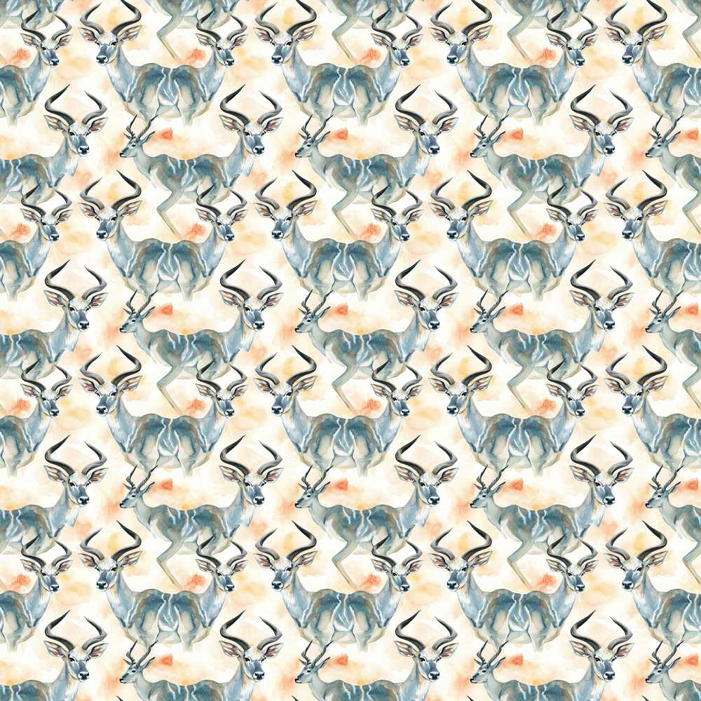 Watercolor Antelope with Soft Pastel Background Decorative Repeat