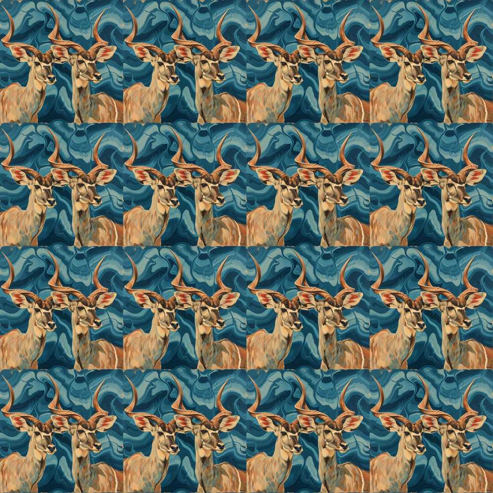 Elegant Kudu Antelope with Blue Marble Texture Art