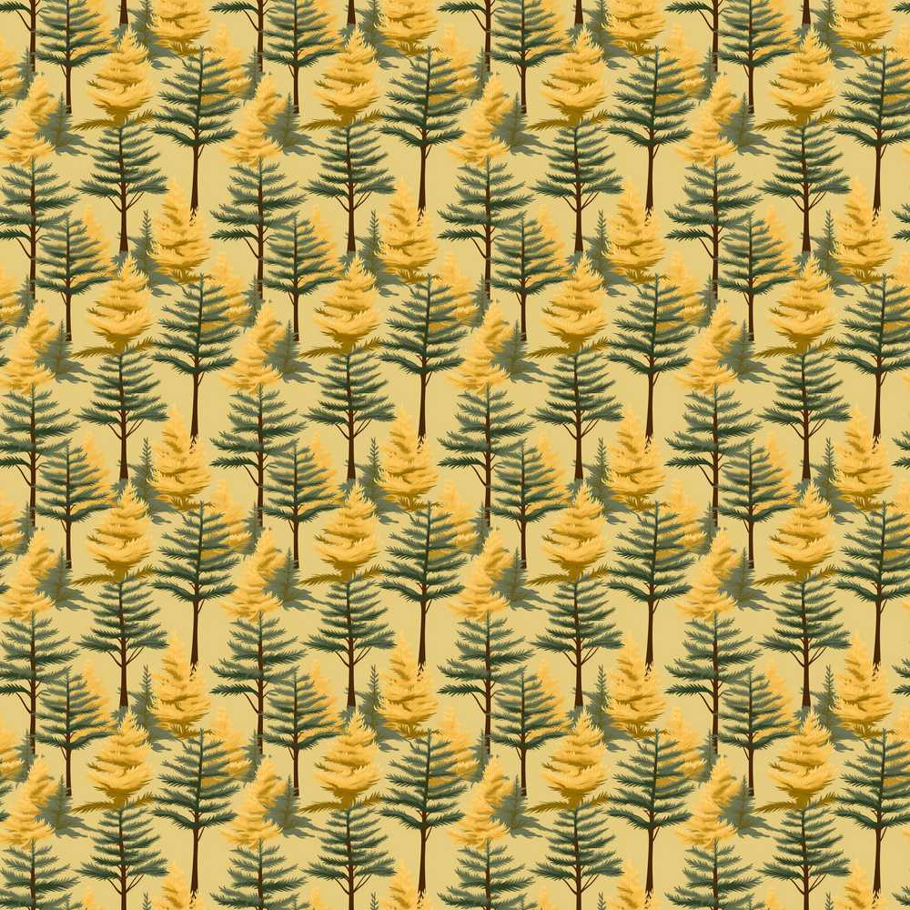 Golden Forest Trees Repeating Woodland Decorative Repeat Pattern