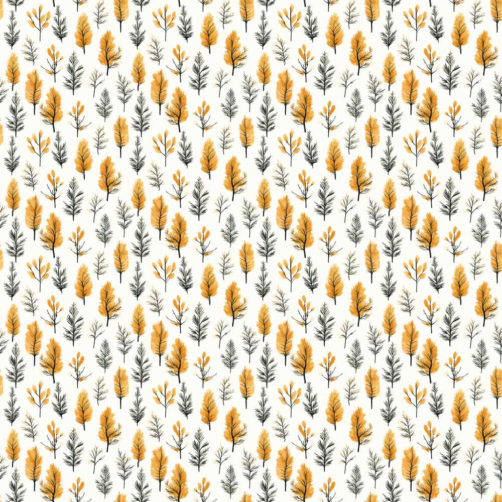 Minimal Autumn Leaves and Sprigs Neutral Wildflower Pattern Botanical
