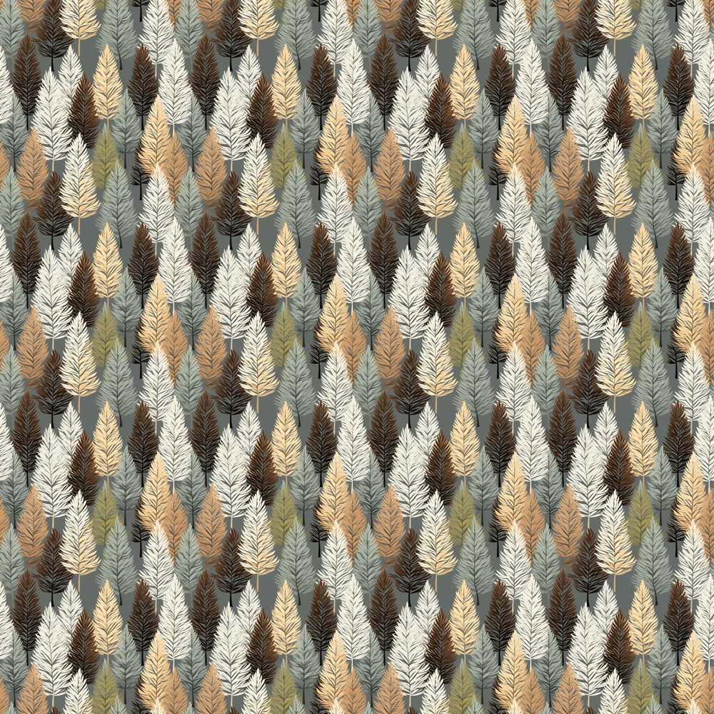 Autumn Neutral Leaf Pattern with Grey Brown and Beige Tones