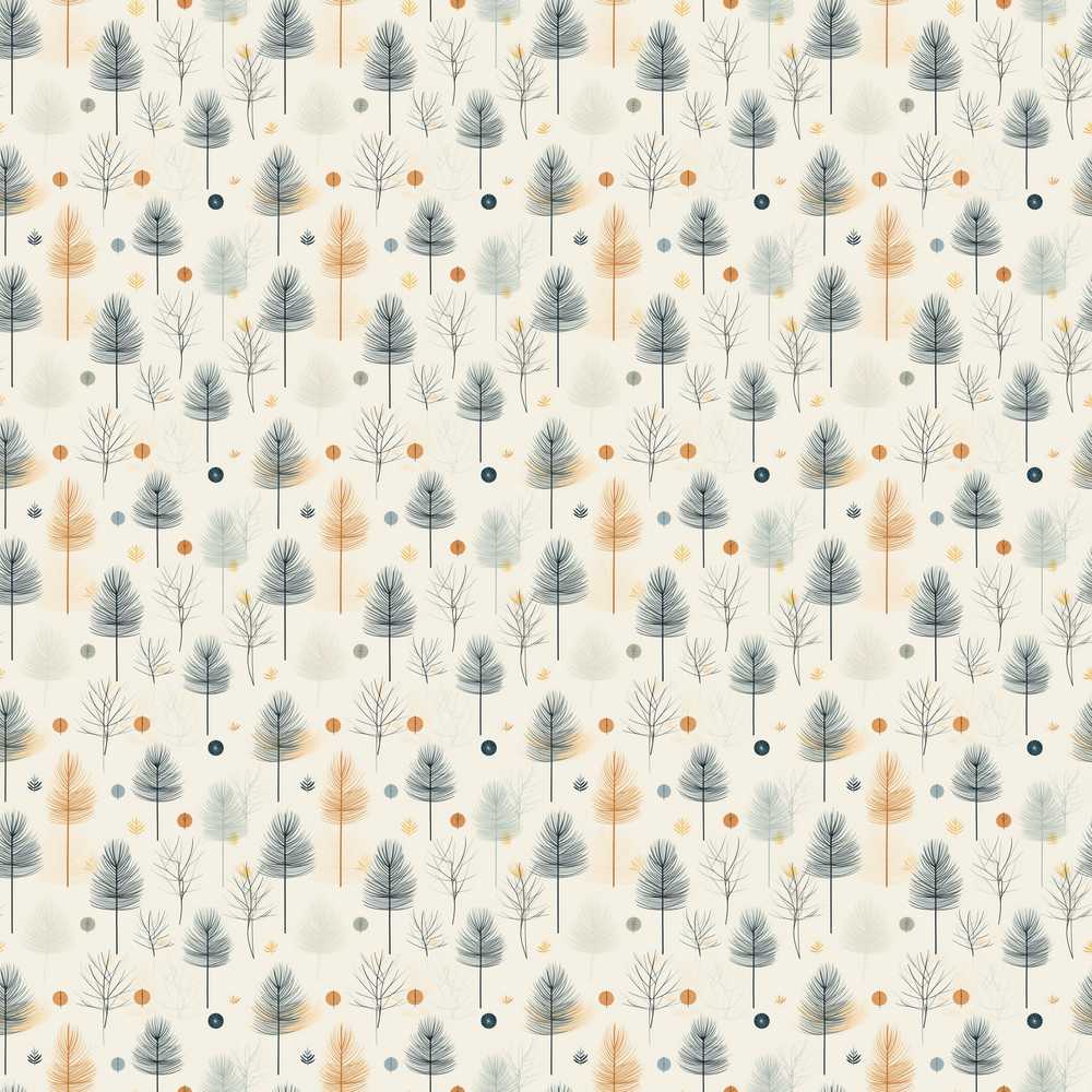 Scandinavian Style Abstract Trees and Dots Art Texture