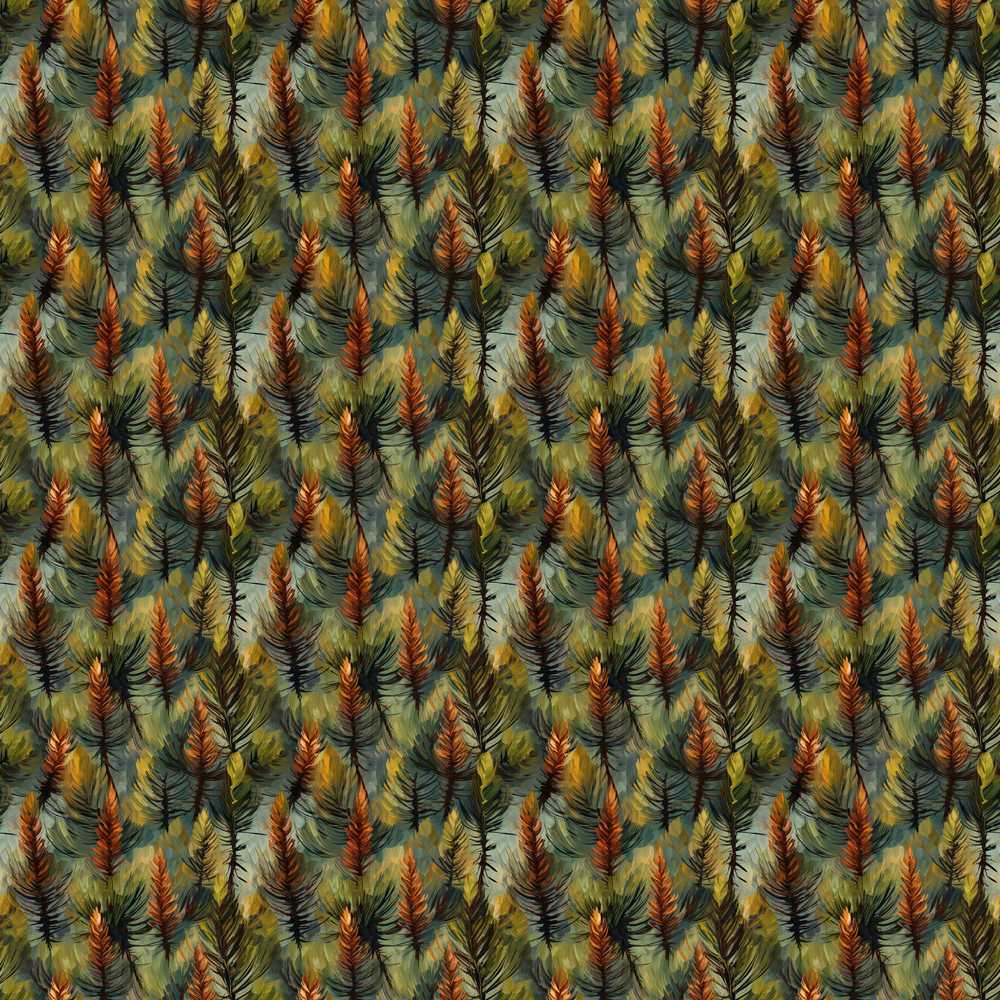 Painterly Pine Leaves with Rich Texture Wildflower Pattern Botanical