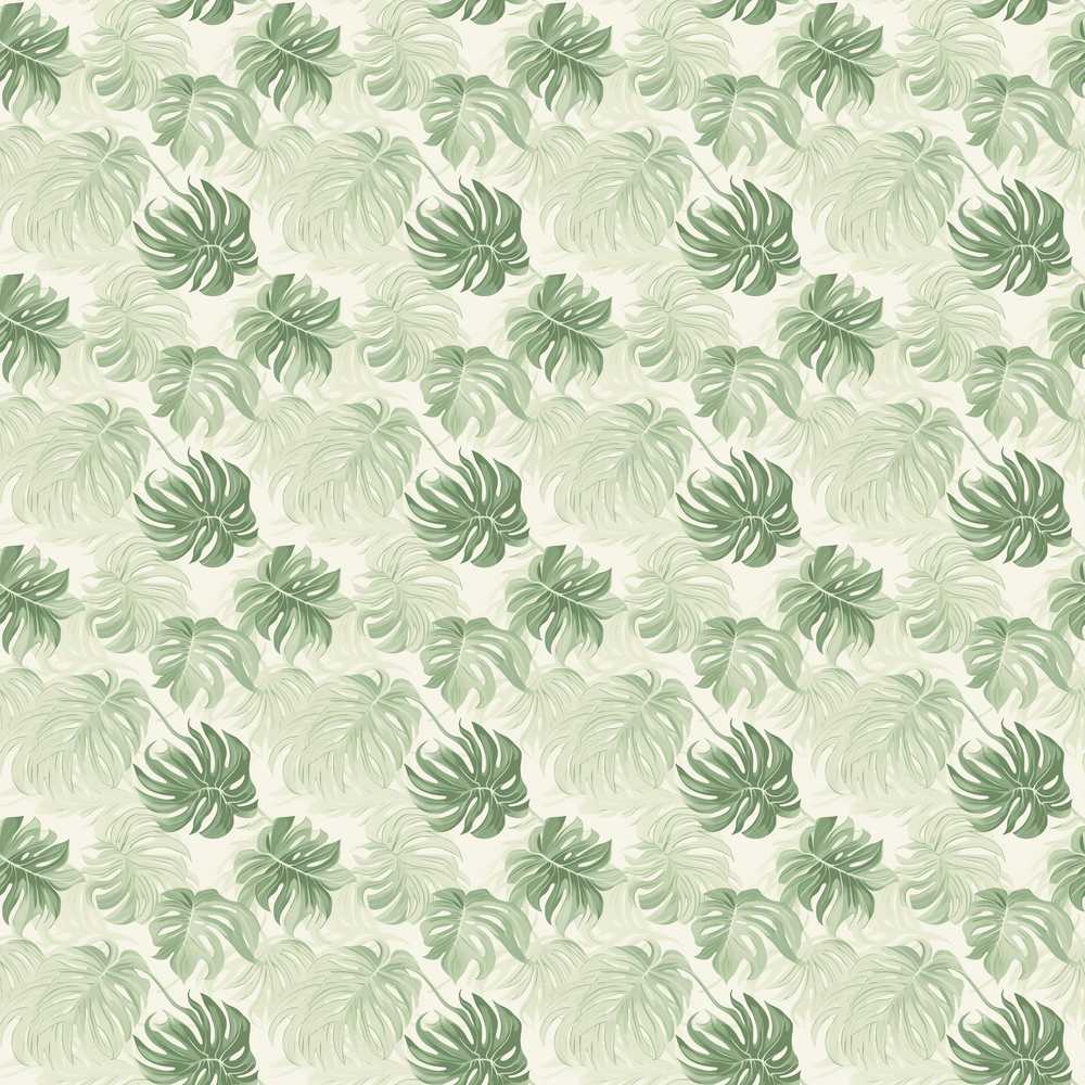 Muted Tropical Monstera Leaves on Light Background Wildflower Pattern