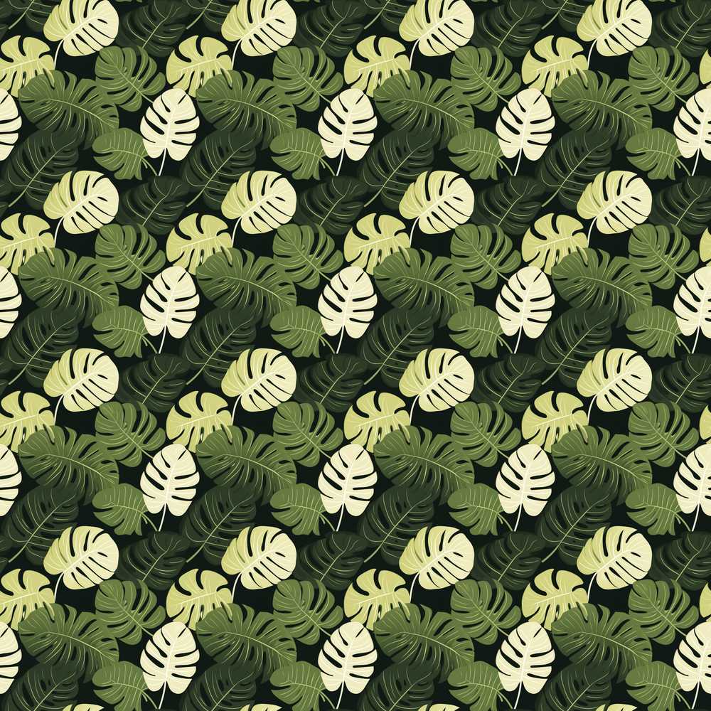 Stylized Monstera Leaf Pattern in Green Tones Wildflower Botanical