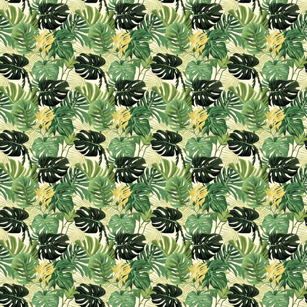 Lush Botanical Monstera and Palm Leaves on Light Background