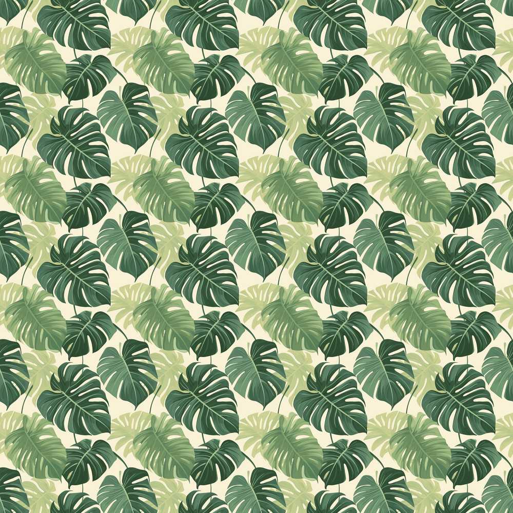 Soft Green Monstera Leaves Minimal Botanical Wildflower Pattern