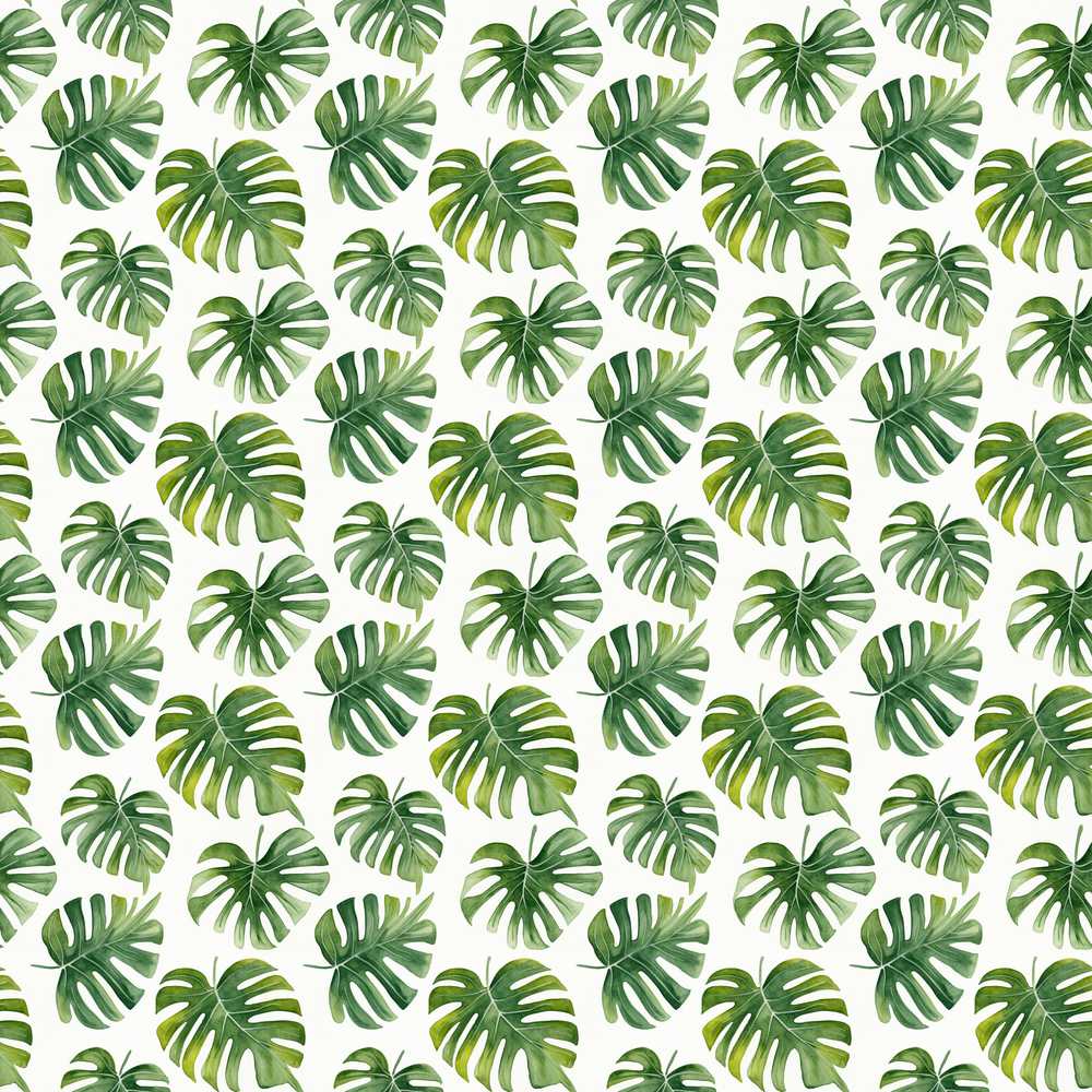 Fresh Green Monstera Leaves Watercolor Style Wildflower Pattern Botanical