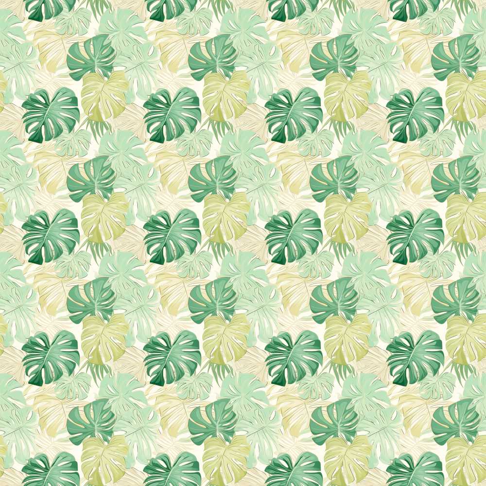 Soft Pastel Tropical Monstera Leaves on Cream Background Wildflower