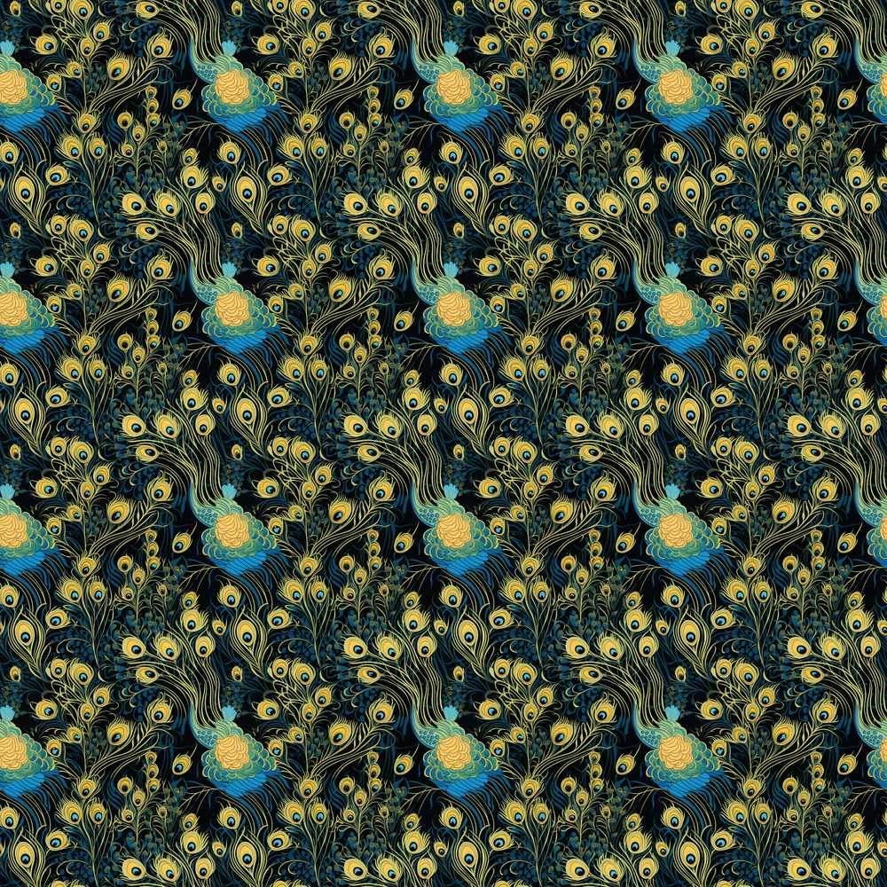 Luxury Dark Peacock Feathers with Gold Details Decorative