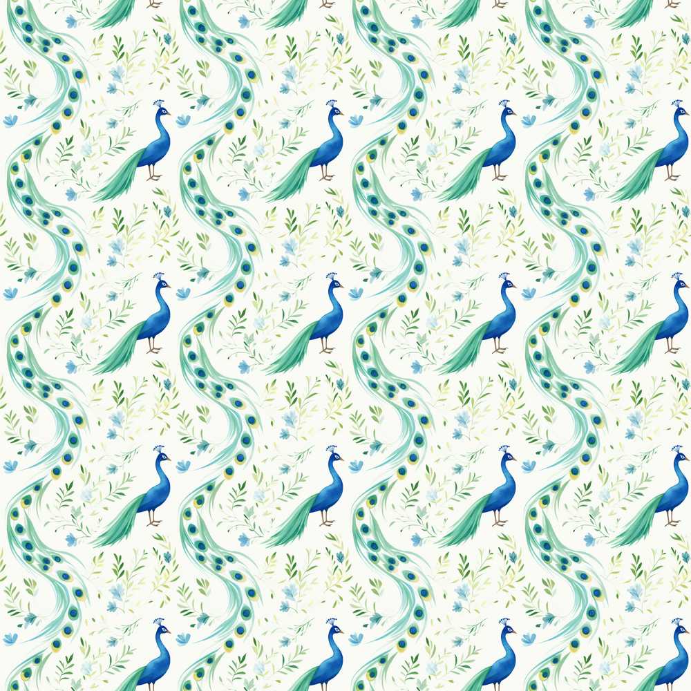 Elegant Peacock Birds with Flowing Feather Trails Decorative