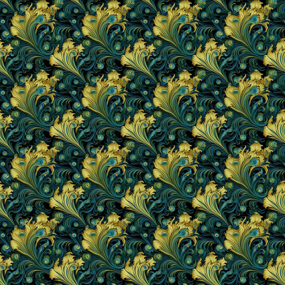Luxury Gold and Teal Peacock Feather Ornamental Decorative
