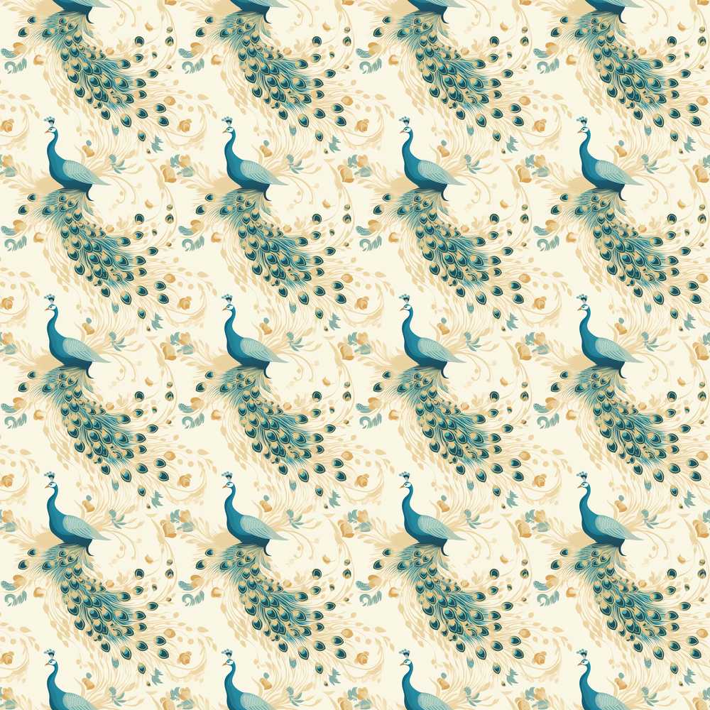 Graceful Peacock Birds with Flowing Feather Trails Decorative