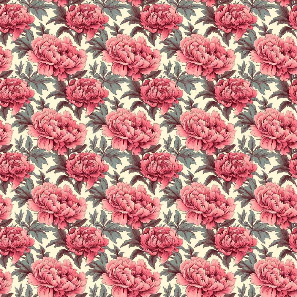 Classic Pink Peony Blooms with Sage Green Leaves Wildflower