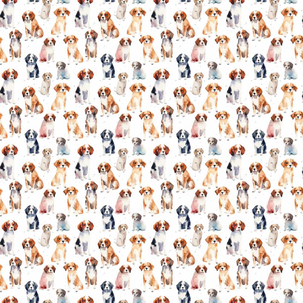 Cute Watercolor Puppy Dogs on White Background Decorative
