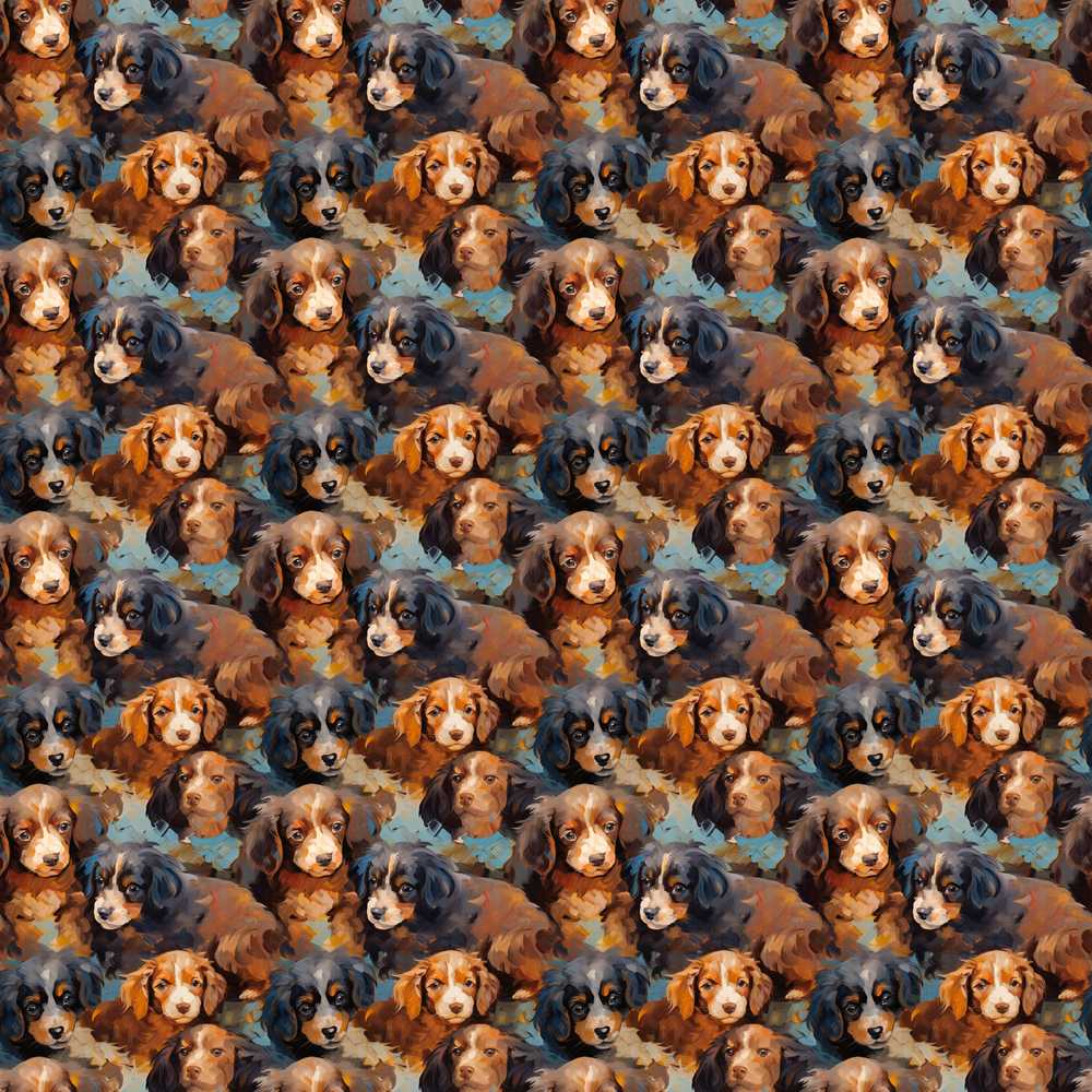 Cute Brown and Black Puppy Dogs Painterly Style