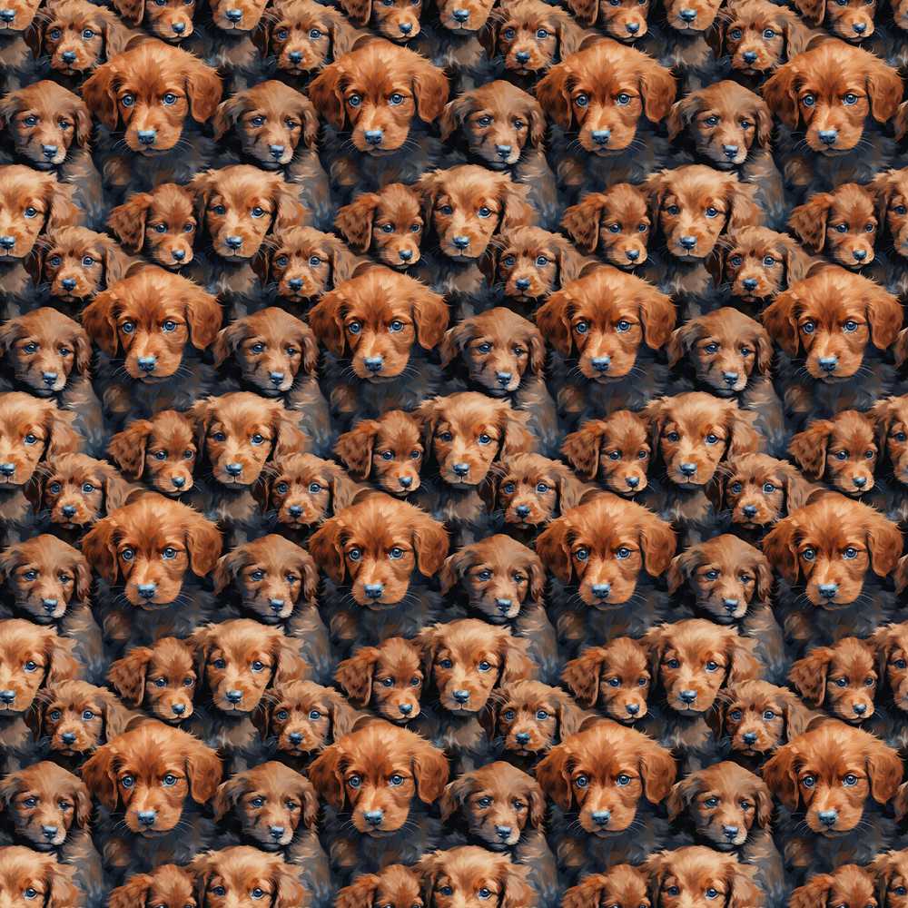 Realistic Golden Brown Puppy Dogs Close Up Decorative