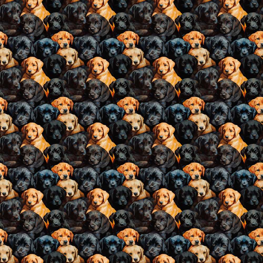 Black and Golden Labrador Puppies Packed Decorative Repeat