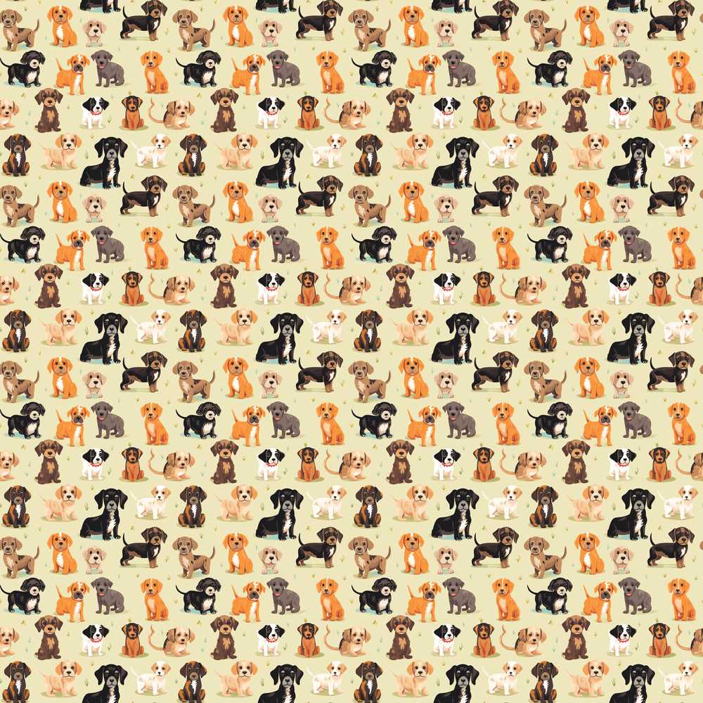 Cute Mixed Breed Puppy Dogs on Beige Background