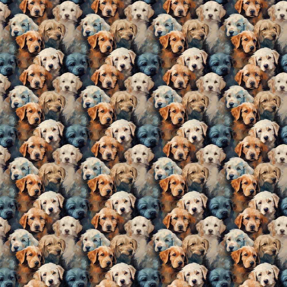 Realistic Golden Retriever Puppies Close Up Decorative Repeat
