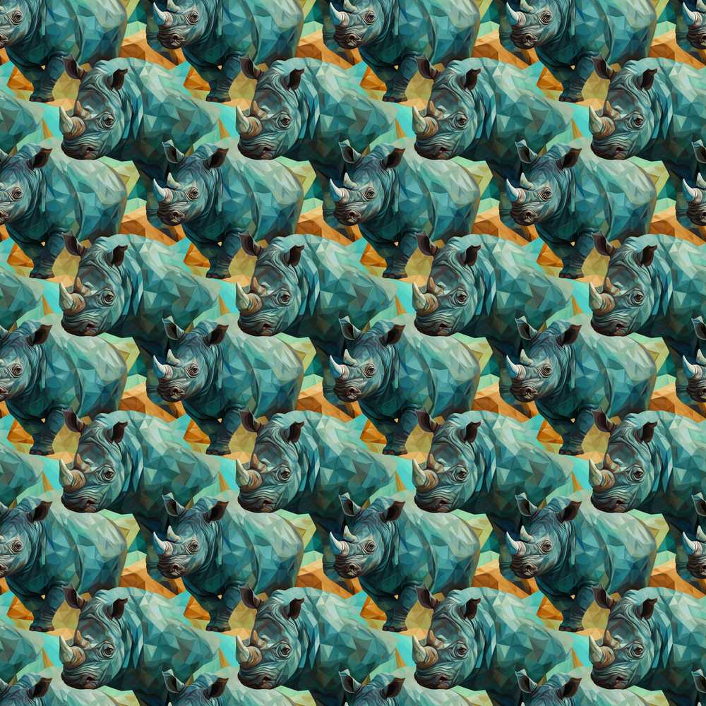 Geometric Rhino Animals Abstract Style Illustration Repeat Pattern