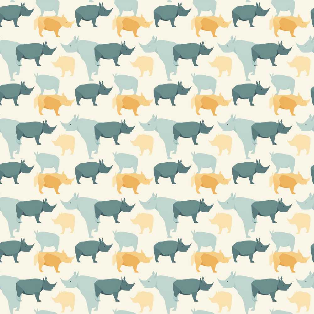 Stylized Rhino Silhouettes in Soft Neutral Tones Decorative