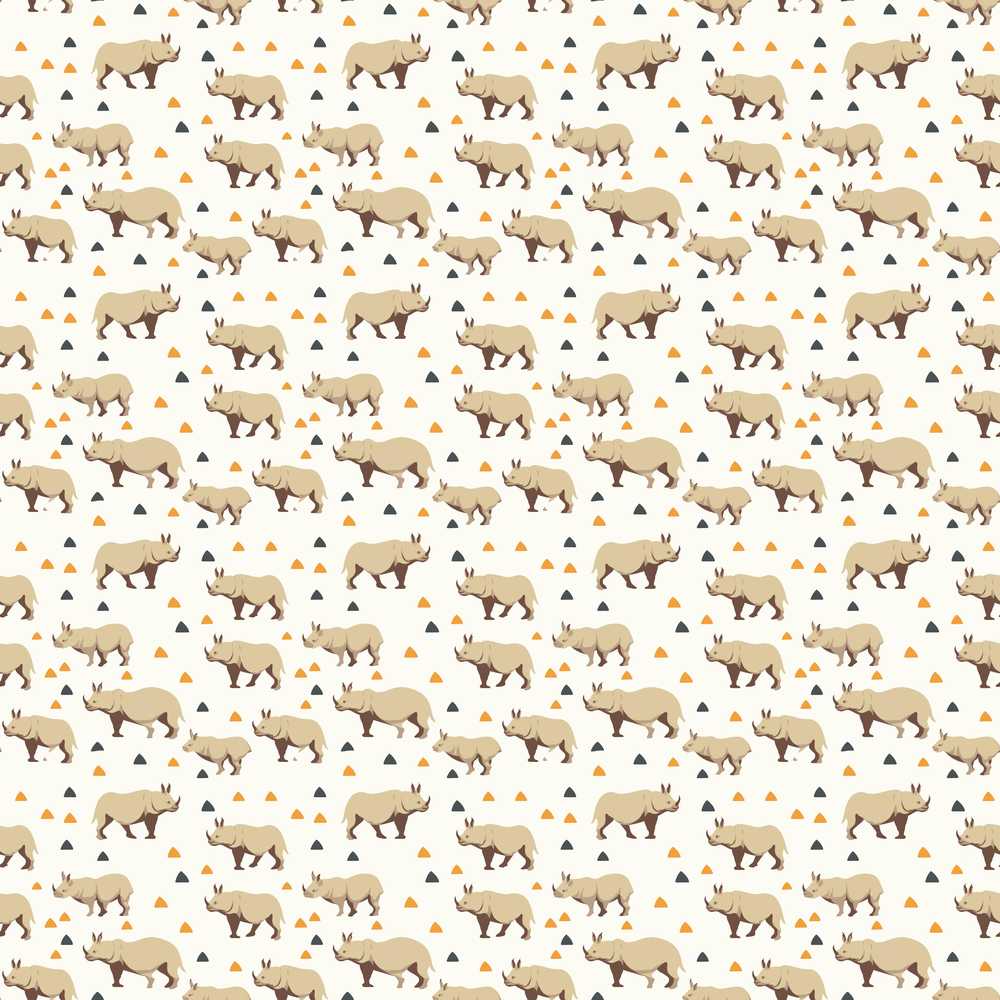 Simple Beige Rhino with Geometric Shapes Repeat Pattern