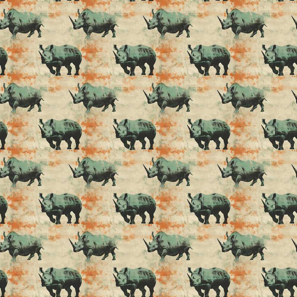 Vintage Style Rhino Illustration with Grunge Texture Art
