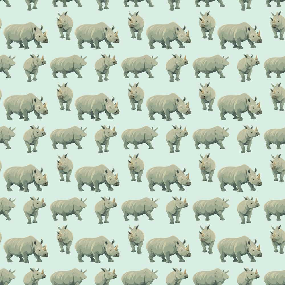 Realistic Rhino Figures on Soft Blue Background Decorative