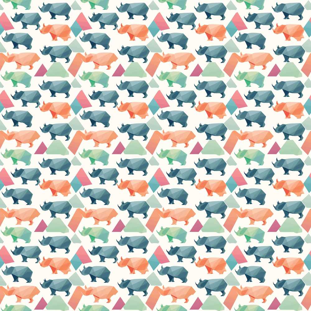 Colorful Geometric Rhino Shapes Repeat Pattern Decorative Design