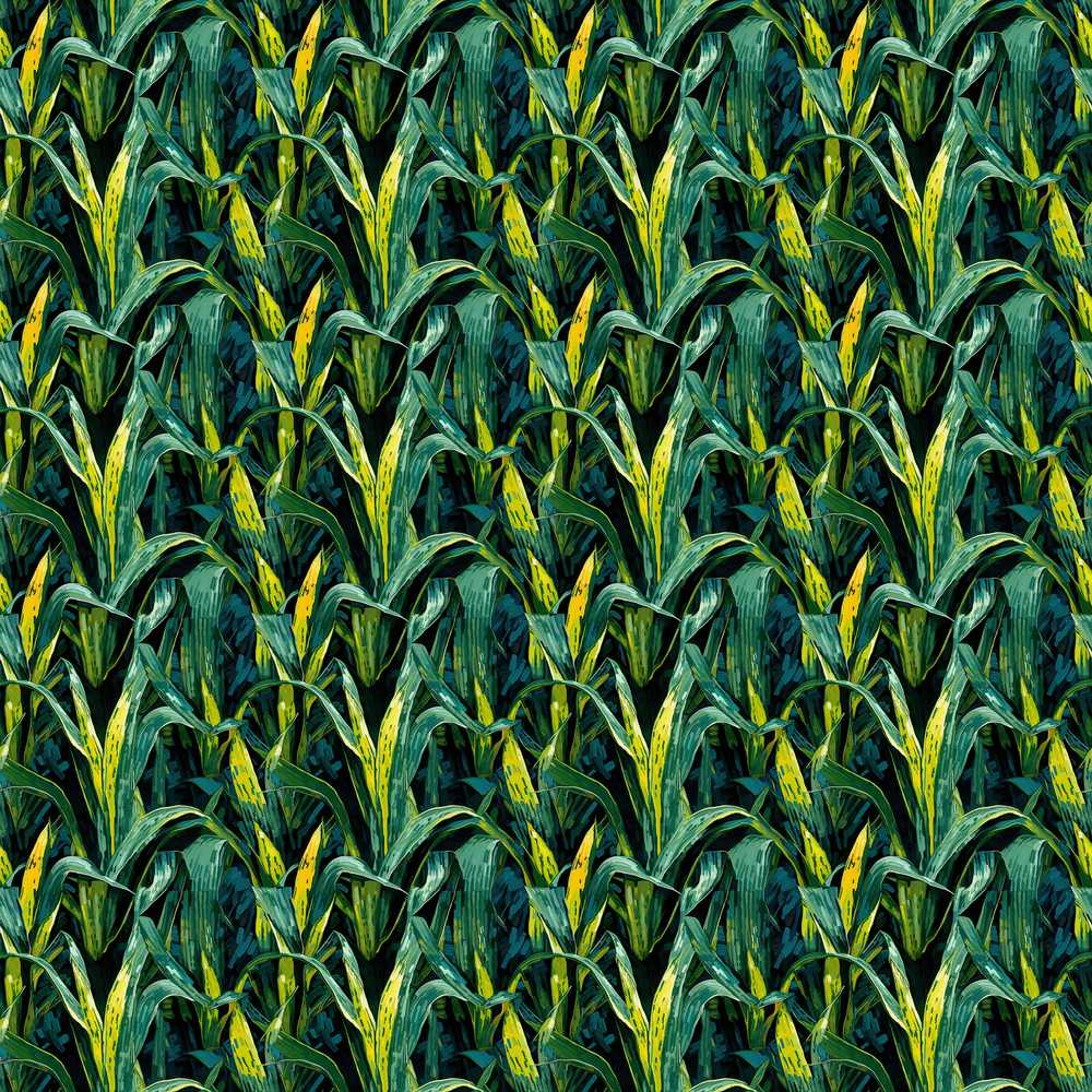 Dense Tropical Leaves Jungle Style Wildflower Pattern Botanical