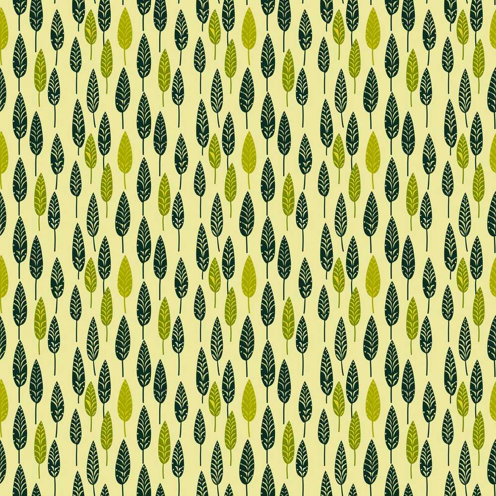 Simple Leaf Motif in Green Tones Wildflower Pattern Botanical
