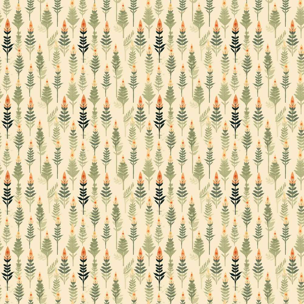 Delicate Floral Sprigs with Soft Beige Background Wildflower Pattern