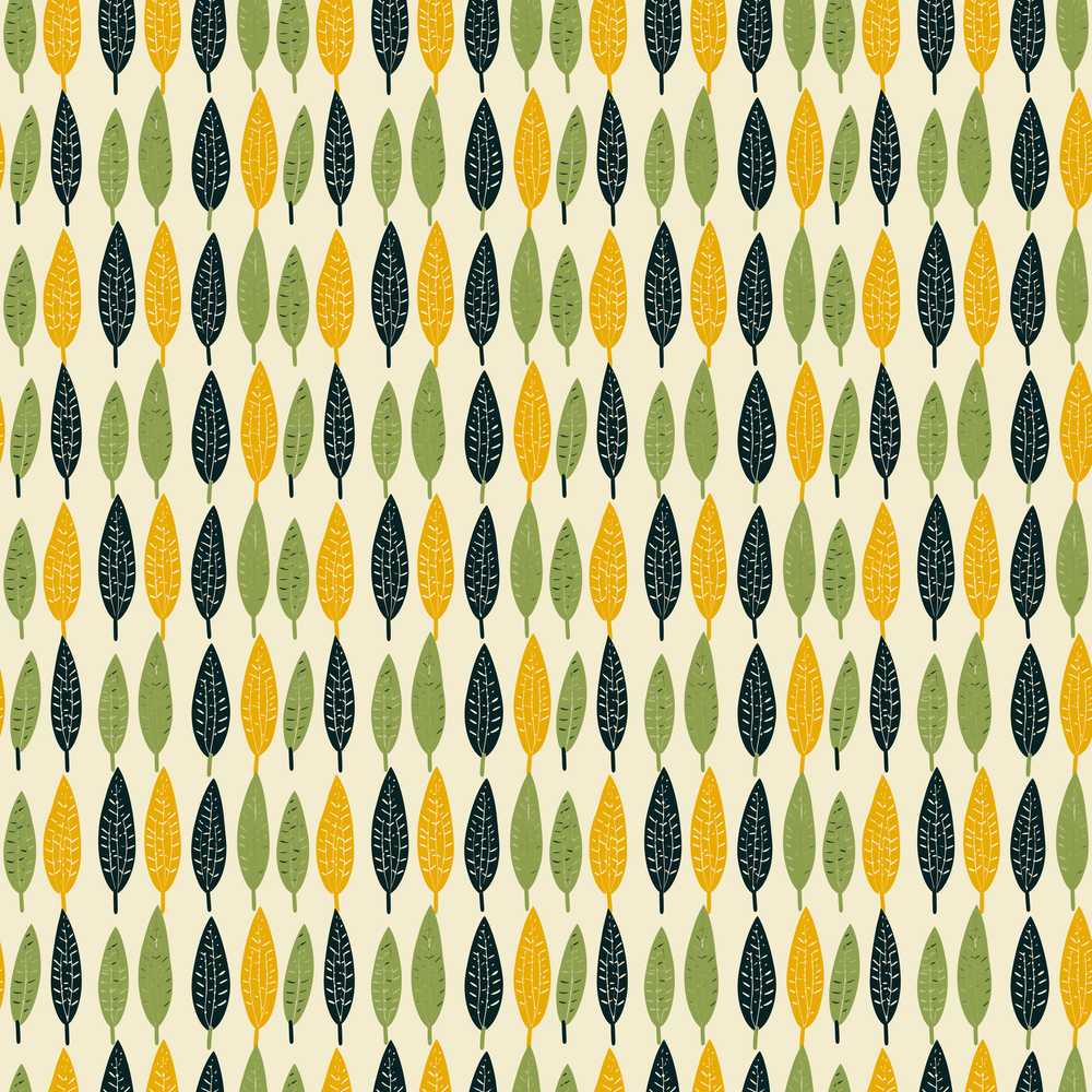 Minimal Leaf Pattern in Green and Mustard Tones Wildflower